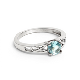 Celtic Trinity Ring with Aquamarine Cubic Zirconia